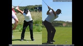 Jon Rahm golf swing  Long Iron faceon amp downtheline July 2017 [upl. by Yuhas]