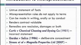 Misrepresentation Lecture 1 of 4 [upl. by Ivar444]